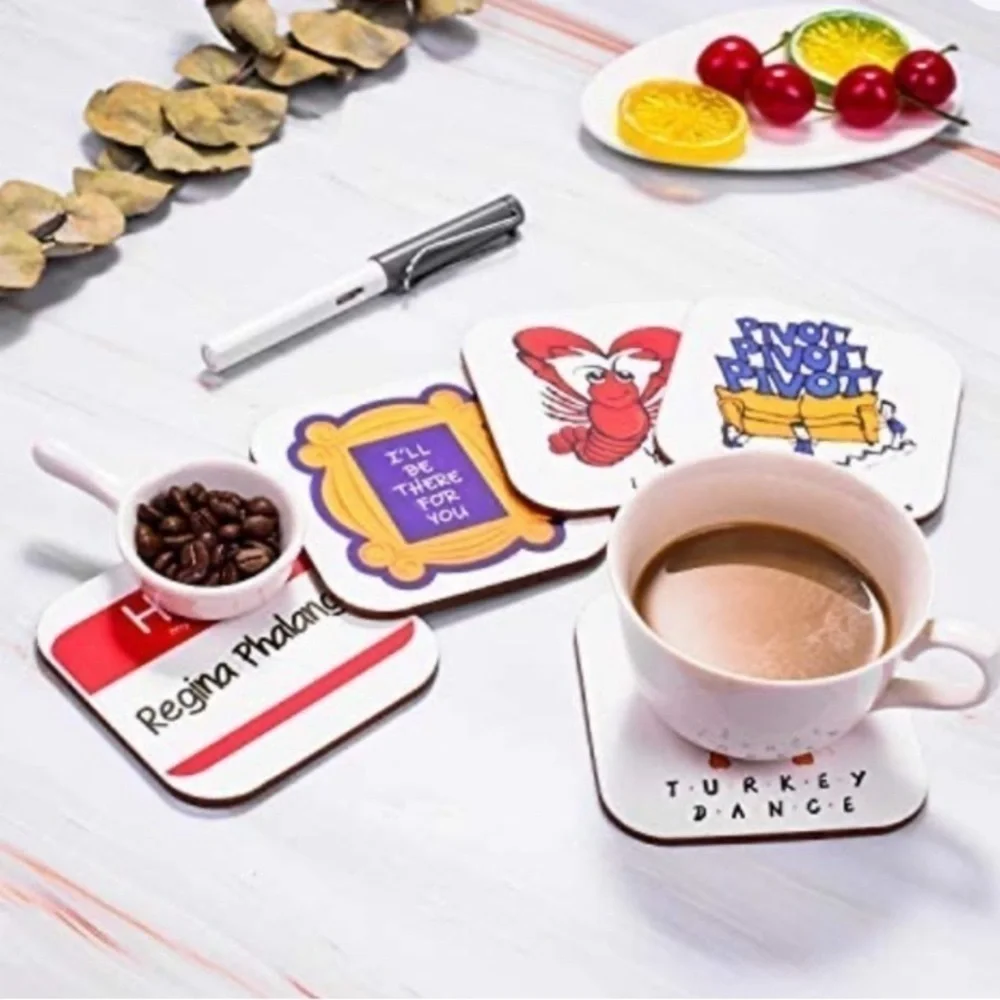 Friends coasters funny gift‎ Brad new bar ware cocktails tv table top decor